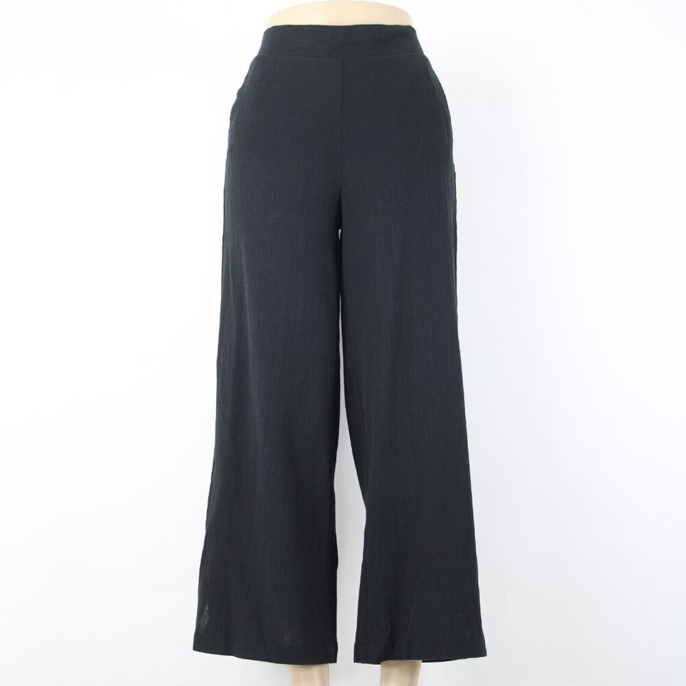 NYDJ Sz 4 x 27 Black Gauze Wide Leg Pull On Ankle 100% Cotton Pant - Picture 4 of 16
